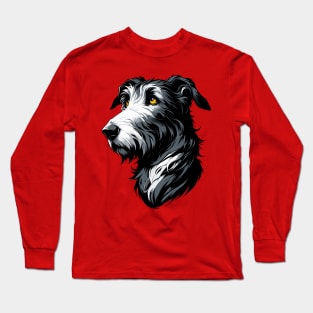 Stunning and Cool Irish Wolfhound Monochrome and Gold Portrait for Father's Day Long Sleeve T-Shirt
